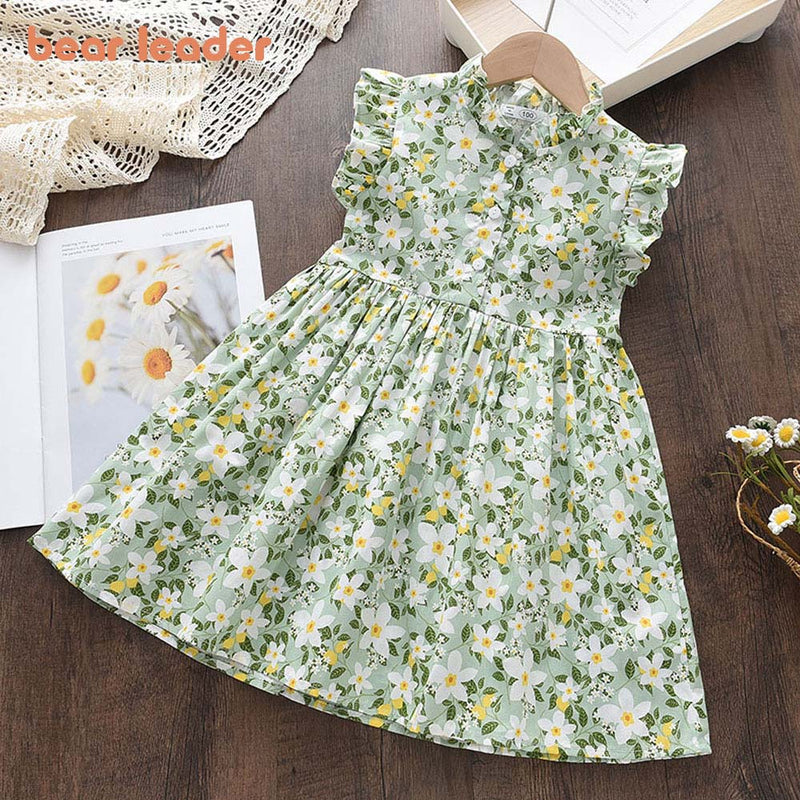 Vestidos casuais para meninas novo verão crianças bebê fantasias com flores estampadas festa floral aniversário princesa 2-6 anos