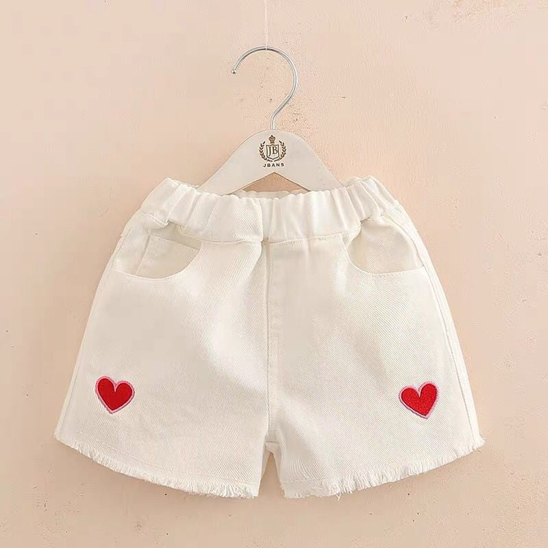 Shorts jeans bordados de verão para meninas